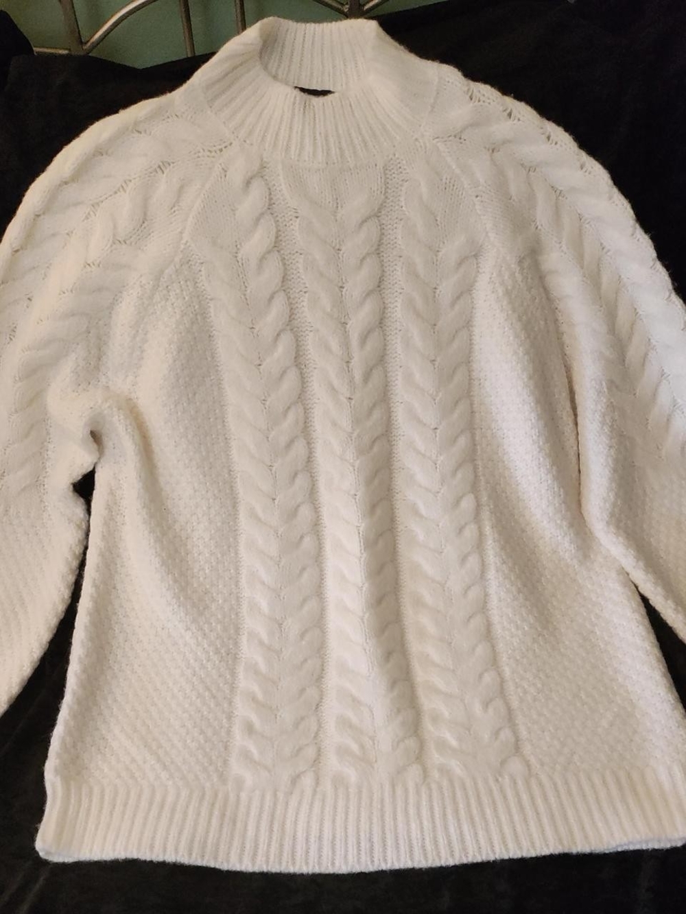 Ann Taylor Cream Cable Turtleneck Sweater